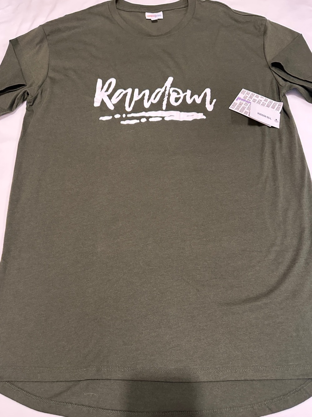 LEAVING SOON - Grab It Now!     LuLaRoe Olive Green 'Random' Graphic Tee